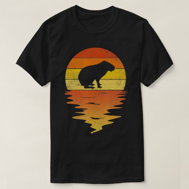 Capybara  70s vintage retro sunset Capybara  T-Shirt (Design Front)