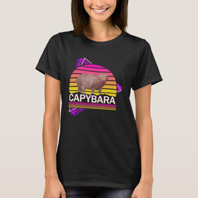 Capybara 80s retro vibe man women  capybara T-Shirt (Front)