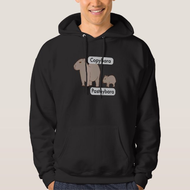 Capybara and Baby Capybara Pup  Copy Paste Pun Hoodie (Front)
