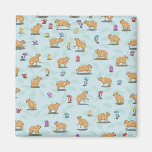 Capybara and mushroom pattern magnet