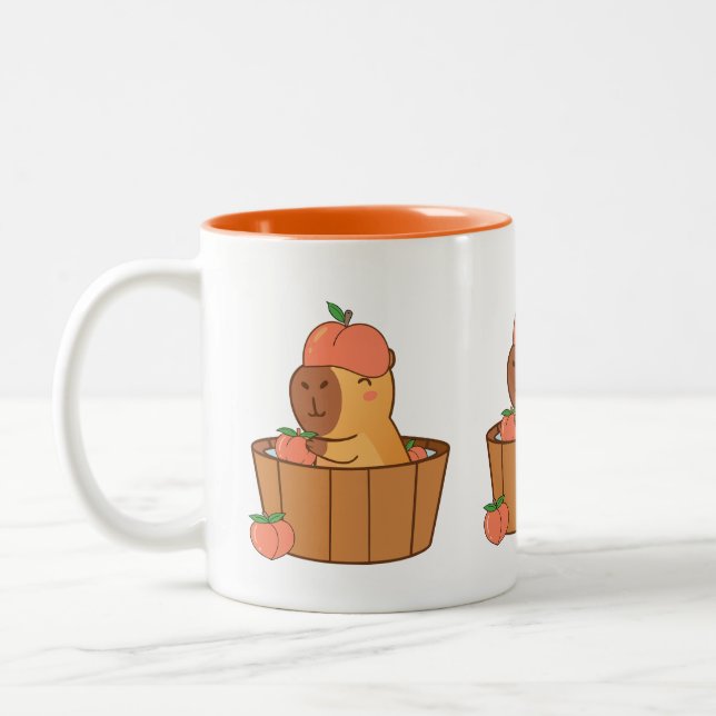 Capybara and Peach Mug | Cute Fruit Lover Coffee  (Left)