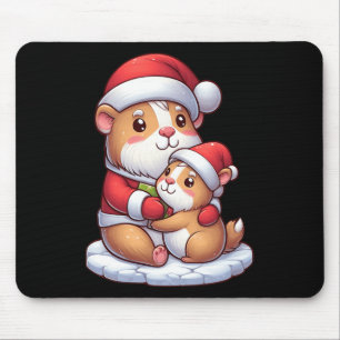 Capybara And Santa Hugging Christmas Family Matchi Mouse Mat