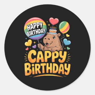 Capybara Animal Lover Fun Cappy Birthday Party Sup Classic Round Sticker