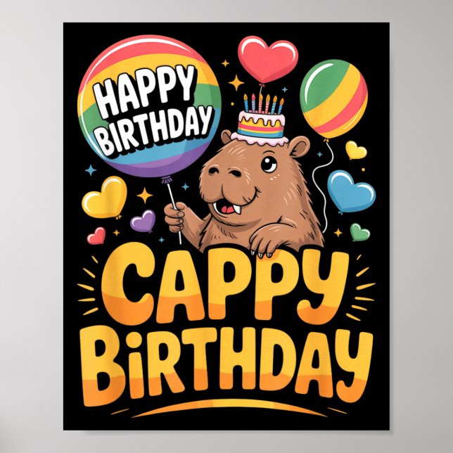 Capybara Animal Lover Fun Cappy Birthday Party Sup Poster (Front)