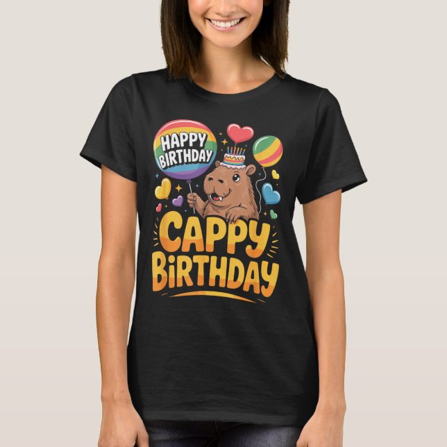 Capybara Animal Lover Fun Cappy Birthday Party Sup T-Shirt (Front)