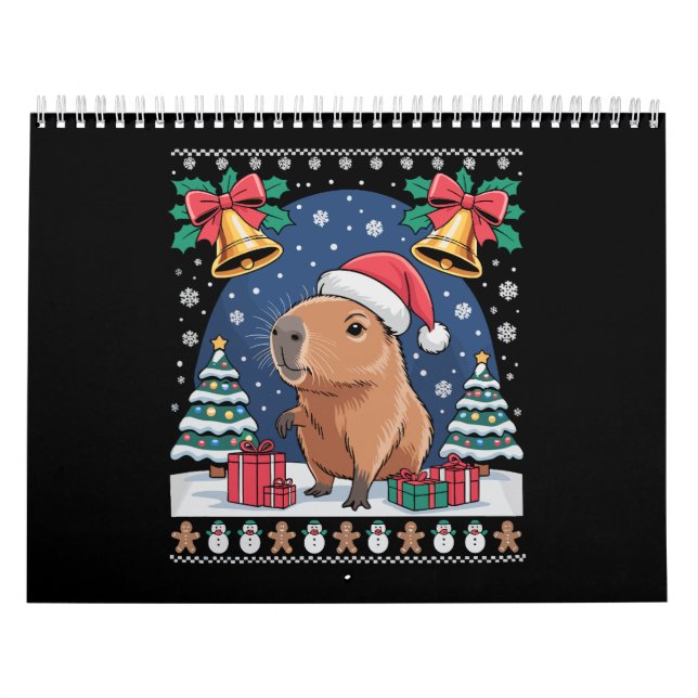 Capybara Animal Lover Xmas Gift Ugly Capybara  Calendar (Cover)