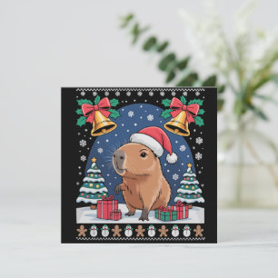 Capybara Animal Lover Xmas Gift Ugly Capybara  Holiday Card