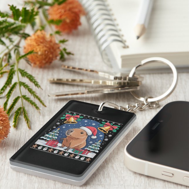 Capybara Animal Lover Xmas Gift Ugly Capybara  Key Ring (Front Right)
