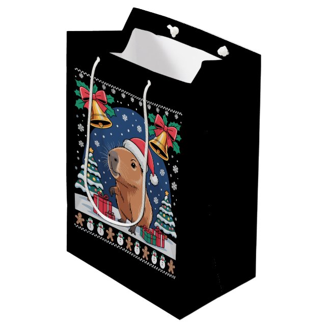 Capybara Animal Lover Xmas Gift Ugly Capybara  Medium Gift Bag (Front Angled)