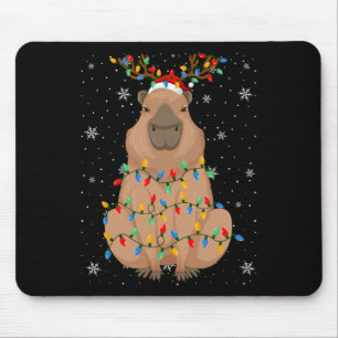 Capybara Animal Santa Hat Ugly Christmas Tree Ligh Mouse Mat