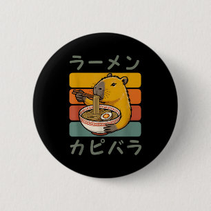 Capybara Anime Graphic Ramen Kawaii Japanese Vinta 6 Cm Round Badge