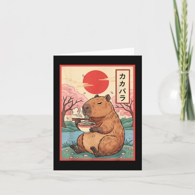 Capybara Anime Graphic Ramen Kawaii Japanese Vinta Card (Front)