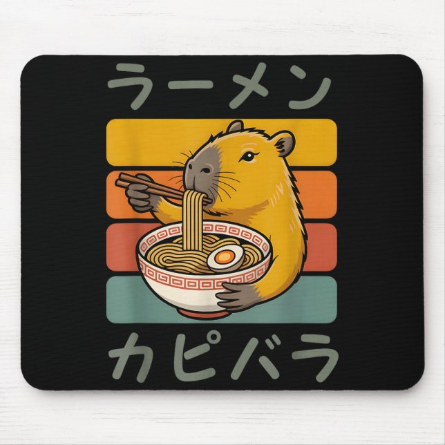Capybara Anime Graphic Ramen Kawaii Japanese Vinta Mouse Mat (Front)