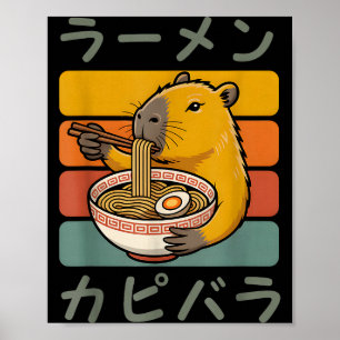 Capybara Anime Graphic Ramen Kawaii Japanese Vinta Poster