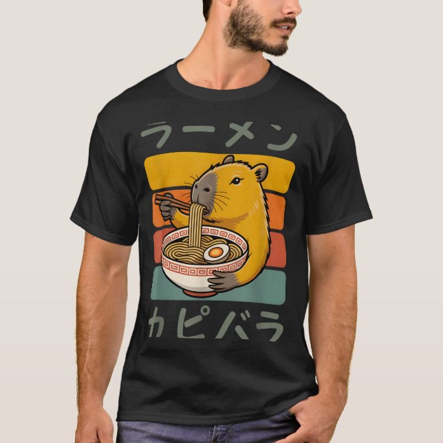 Capybara Anime Graphic Ramen Kawaii Japanese Vinta T-Shirt (Front)