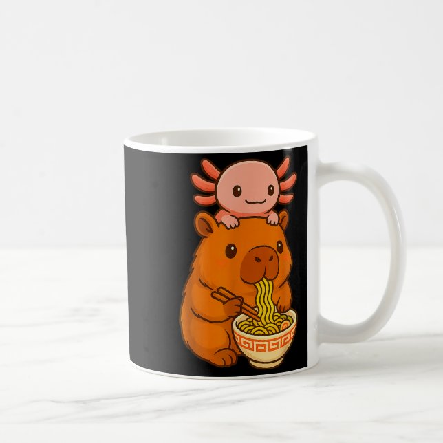 Capybara Anime Ramen Axolotl Funny Graphic Kawaii  Coffee Mug (Right)