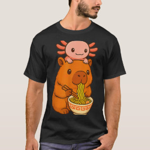 Capybara Anime Ramen Axolotl Funny Graphic Kawaii T-Shirt