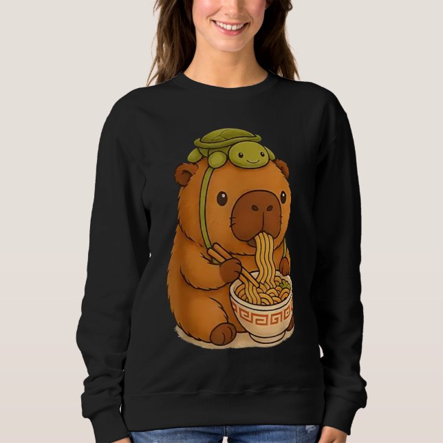 Capybara Anime Ramen Turtle Funny Graphic Kawaii  Sweatshirt (Front)
