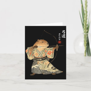 Capybara Archery Samurai Kyudo Japanese Animal Art Card