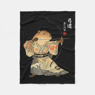 Capybara Archery Samurai Kyudo Japanese Animal Art Fleece Blanket