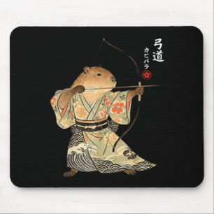 Capybara Archery Samurai Kyudo Japanese Animal Art Mouse Mat