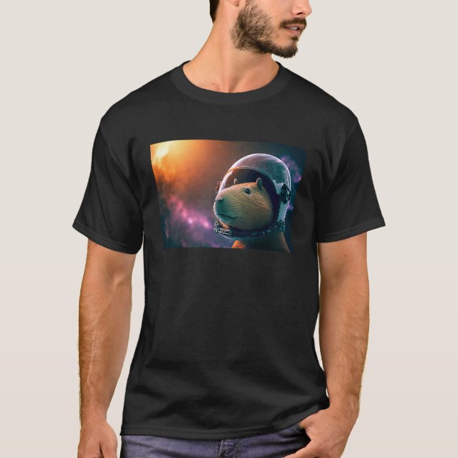 Capybara Astronaut Deep In Space Cosmic T-Shirt (Front)