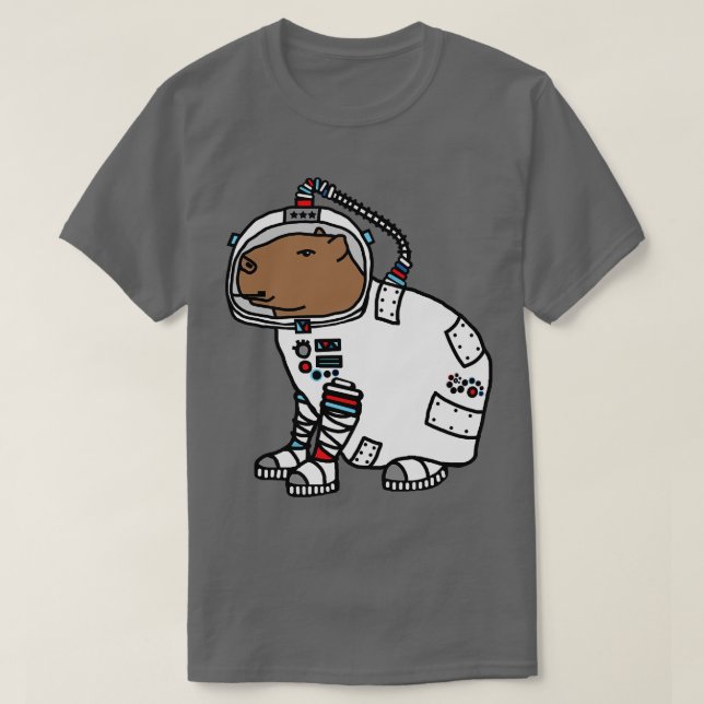 Capybara Astronaut Funny Animals in Space T-Shirt (Design Front)