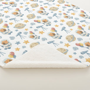Capybara Astronaut Kids Pattern - Sherpa Blanket