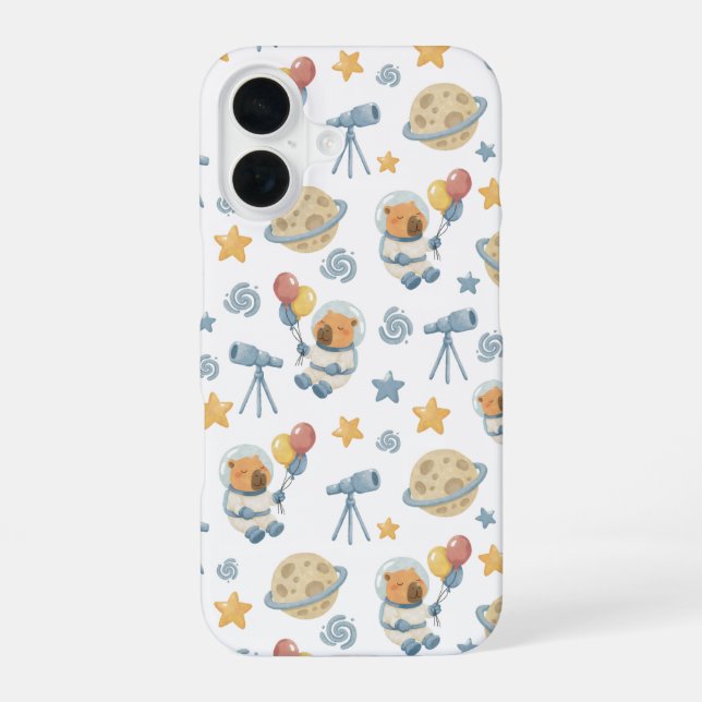 Capybara Astronaut Pattern -   iPhone 16 Case (Back)