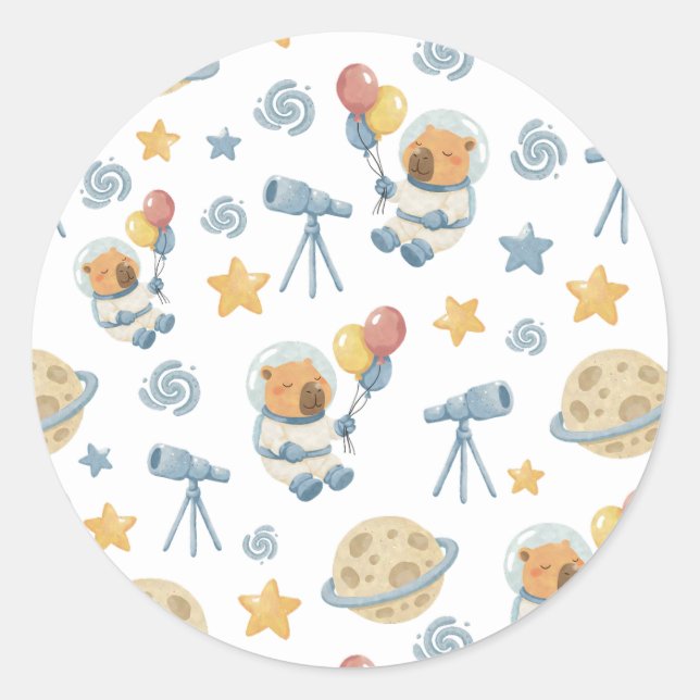 Capybara Astronaut Pattern Sticker (Front)
