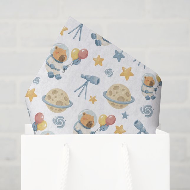 Capybara Astronaut Pattern Tissue Paper (Gift Bag)