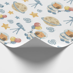 Capybara Astronaut Pattern - Wrapping Paper Roll