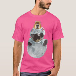 Capybara Astronaut Sitting Moon Space Suit Galaxy T-Shirt