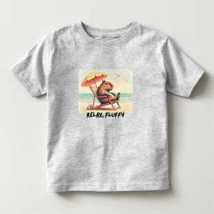 Capybara at beach says: Relax, Fluffy Toddler T-Shirt