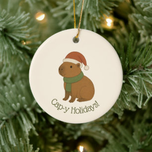Capybara at Christmas Ceramic Tree Decoration