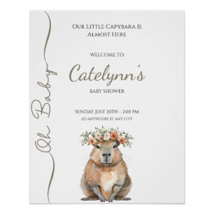 Capybara Baby Shower • Oh Baby Wildflower Poster