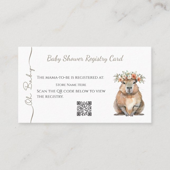 Capybara Baby Shower • Registry Card (Front)