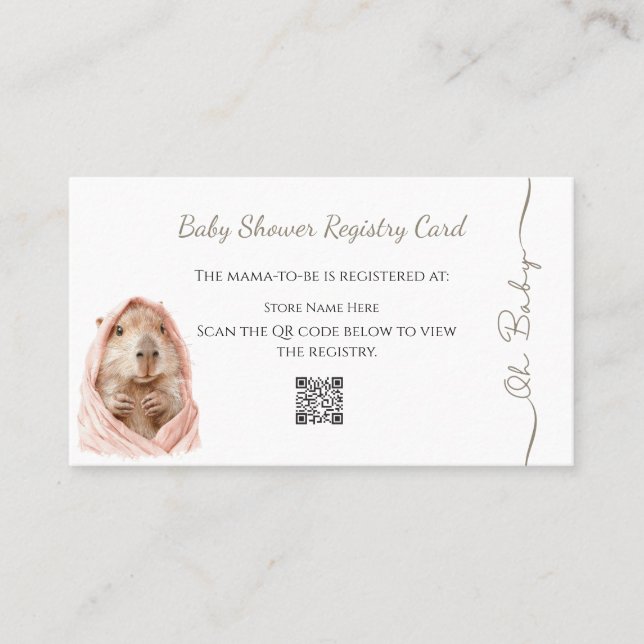 Capybara Baby Shower • Registry Card (Front)