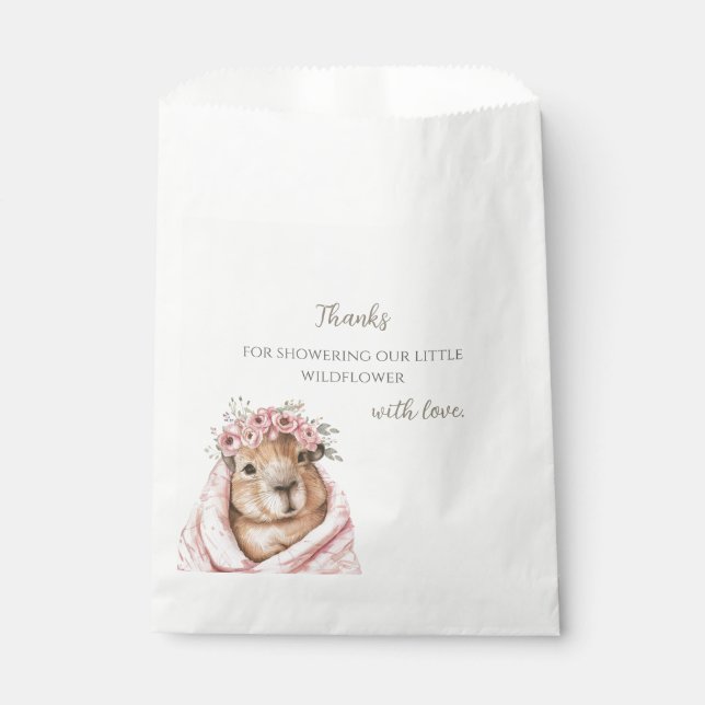 Capybara Baby Shower • Wildflower  Favour Bags (Front)