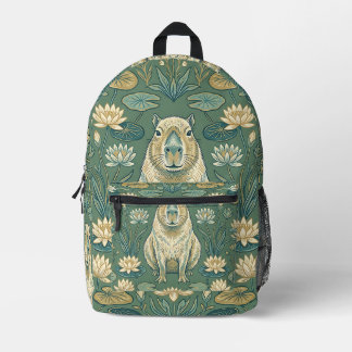 Capybara Backpack with Water Lily Design