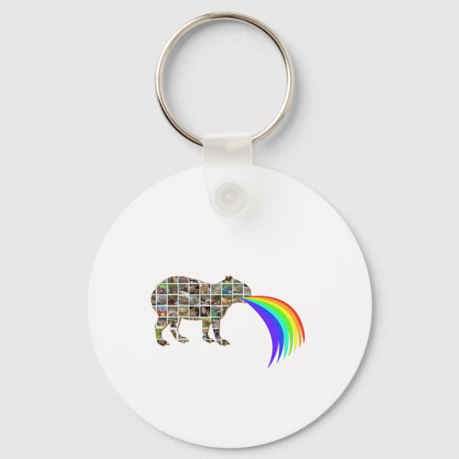 Capybara barfing a rainbow key ring (Front)