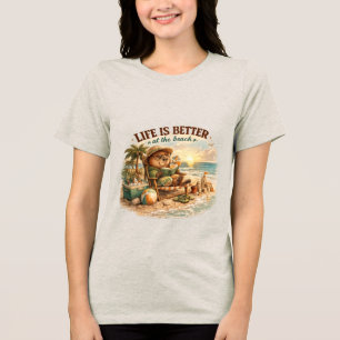 Capybara Beach Life Is Better at the Beach Cute Su Tri-Blend Shirt