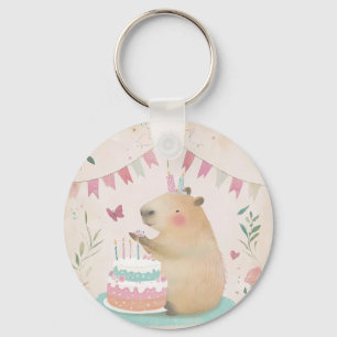 Capybara Birthday Bash Keychain