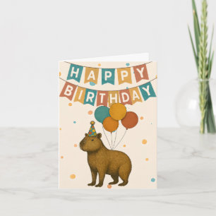 Capybara Birthday Card – Cute Party Animal
