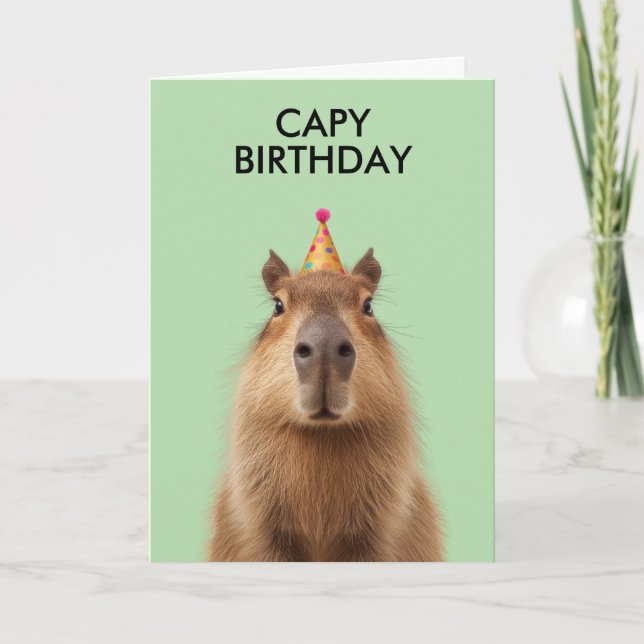 Capybara Birthday Celebration Card (Front)
