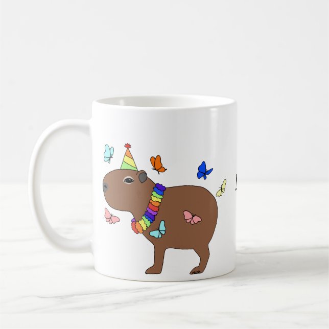 Capybara birthday funny cute capybara custom name coffee mug (Left)