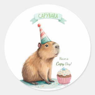 Capybara Birthday Funny Have Capy Day Cute Animal Classic Round Sticker