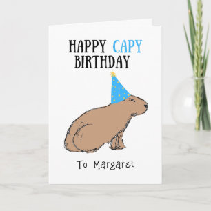 Capybara Birthday Hand-Drawn Cute Animal Wildlife Card