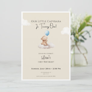 Capybara Birthday Invitation Cloud and Balloon
