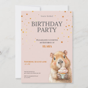 Capybara Birthday Invitation • Cute First Birthday